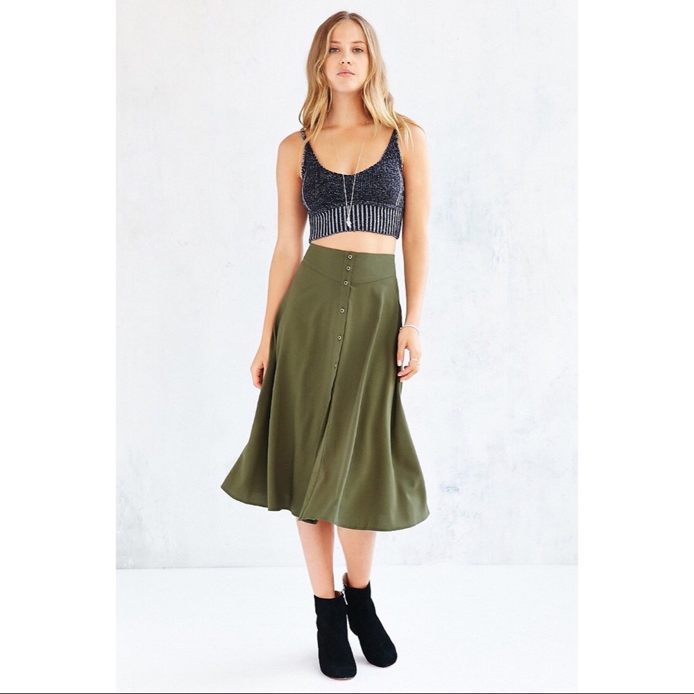 Uo Ecote Midi Skirt With Button Front - image 1